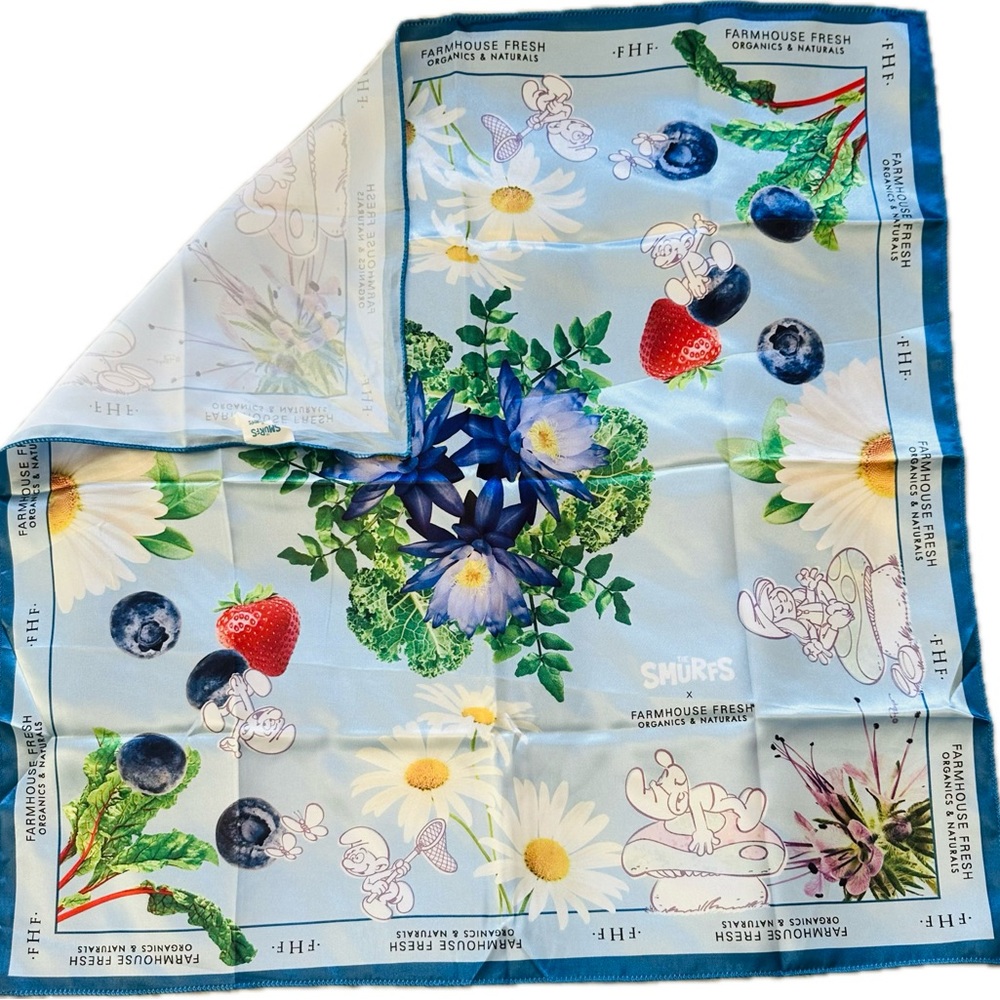 Smurf Farmhouse Fresh Organics FHF Scarf 21" Square